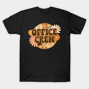 Office Crew Retro Groovy Floral Leopard T-Shirt